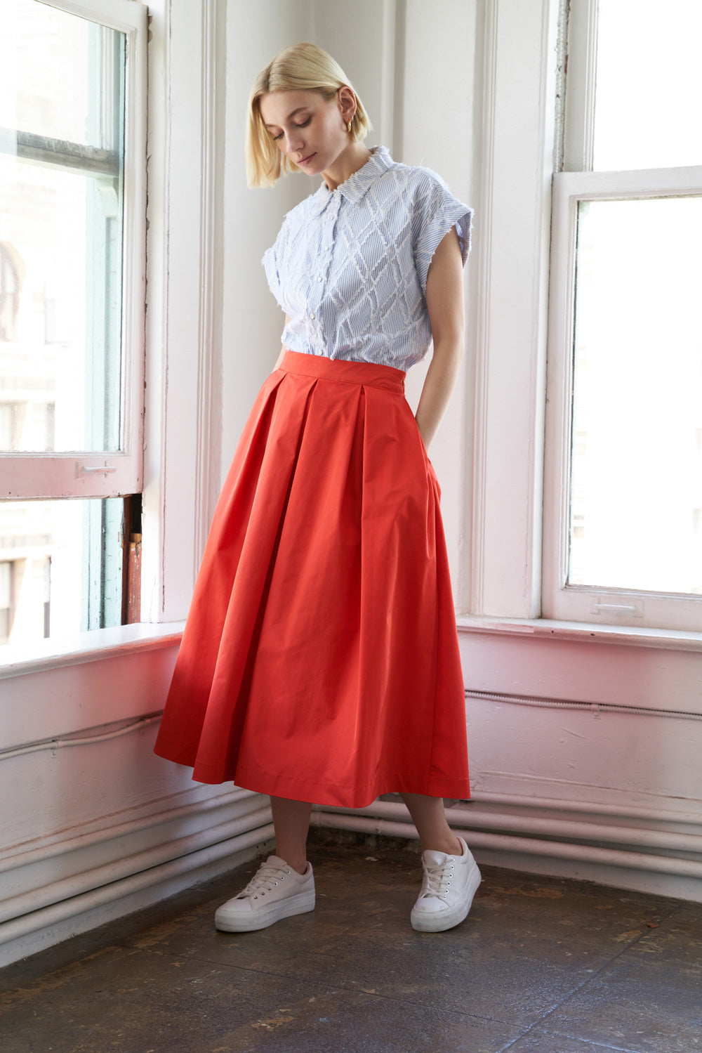 LOVE OF MINE WOVEN MIDI SKIRT Flying Tomato